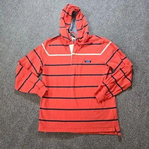 LL Bean Sweater Mens Size XL Red Striped Rugby Nautical Hoodie Pullover Casual - Picture 1 of 12