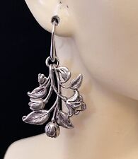 Art Nouveau Earrings Wild Tulip Flower Sprays Art Nouveau Jewelry Silver Plate