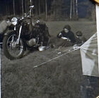 1958 family tents with motorbike motorcycle side span + son imann photo