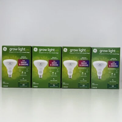 (4) Светодиодная лампа GE Grow для семян и зелени BR30 среднее основание 9 Вт - Изображение 1 из 4