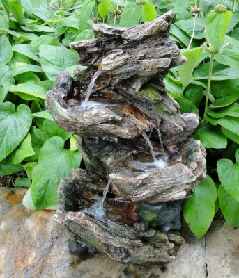 Ubbink AcquaArte Vernier Wasserfall Woodstruktur Gartenbrunnen LED Springbrunnen - Bild 1 von 3