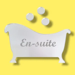 Engraved Bath & Bubbles En-Suite Door Sign Shaped Acrylic Mirrors -Various Sizes - Picture 1 of 2