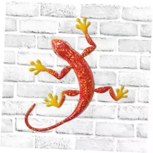 Gecko Wall Decor Metal 3D Metal Lizard Wall Art Sculpture Outdoor Retro Orange - Picture 1 of 8