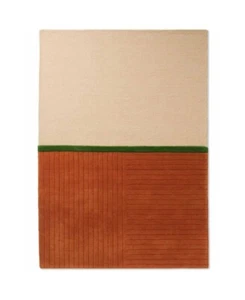 Halb Design braun und halb schlicht beige moderne handgefertigte getuftete Vorleger. - Bild 1 von 2
