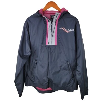 Chaqueta cortavientos Cruel Girl talla grande empacable Parka abrigo de lluvia negro rosa Foto 1 de 4