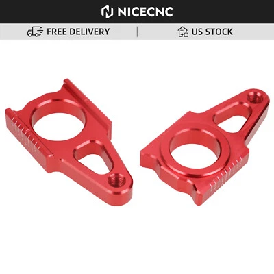 CNC Rear Axle Adjuster Blocks For Honda CRF450R 2002-2023 CRF450X 2005-2023 Red - Image 1 of 4