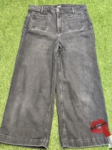 Paige Jeans Harper Ankle Damen 32 schwarz Denim weites Bein - Bild 1 von 13