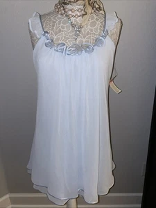 Oscar de la Renta XL Chiffon Babydoll Nachthemd Nachthemd Pink Label Blau - Bild 1 von 14