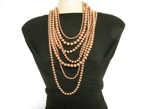 Multi Strand Copper Tone Round Beaded Necklace - Picture 1 of 12