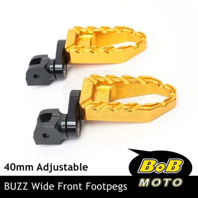 Estriberas anchas delanteras BUZZ 40 mm inferiores doradas para Kawasaki Ninja 650R EX650JHF 17-22 Foto 1 de 4