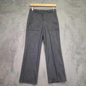 J.Crew Collection Wool Straight Leg Trouser Pant Gray Black Check Patch Pockets - Picture 1 of 13