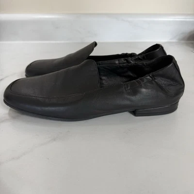 Кожаные мокасины Eileen Fisher Sim Nappa размер 9 гладкие черные с квадратным носком на плоской подошве - Изображение 1 из 4