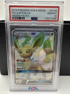 PSA 10 LEAFEON GX SV46/SV94 ARTE COMPLETO BRILLANTE DESTINOS OCULTOS POKEMON ✨ - Imagen 1 de 2