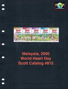 Valor Scott de $2,10 - 2000 Malasia Día Mundial del Corazón, Medicina de la Salud CV MNH NH UMM - Imagen 1 de 4