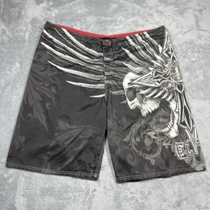 MMA Elite Board Shorts Mens 2XL Skull Graphic Streetwear Training Y2K READ - Picture 1 of 24
