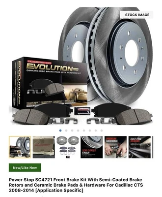 Cadillac CTS 2008-2014 rotores delanteros semiacubiertos y pastillas de freno de cerámica y hardware Foto 1 de 2