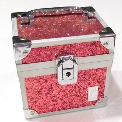 Caboodles Pink Retro Sparkle Cube Cosmetic MakeUp Travel Carry Case Small - Image 1 of 4