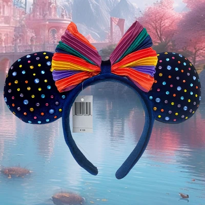Disney- Park Rainbow Pride Felt Studded Minnie Mouse Ears Headband - Image 1 of 4