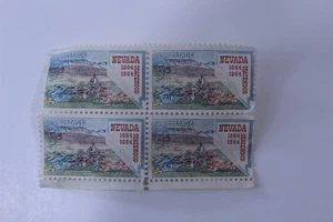 Francobolli Stati Uniti 1964 Commemorativi Scott #1248 - Blocco di 4 francobolli Stato Nevada - Foto 1 di 12