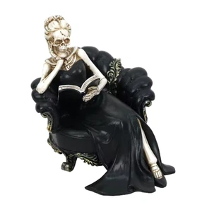 READING SKELETON WOMAN 6.5" Tabletop Décor Halloween Decoration New - Picture 1 of 2