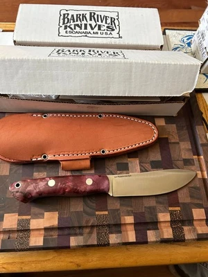 ~RARO~ Cuchillos Bark River Aurora Hunter CPM 3V Borgoña Arce Hendido Burl ~EE. UU.~ Foto 1 de 4