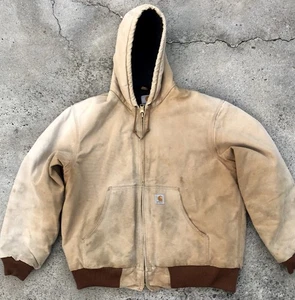 VTG Carhartt Jacket Mens Large Duck Canvas Quilt Lined J140 Brown USA Distressed - Picture 1 of 21