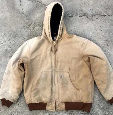 VTG Carhartt Jacket Mens Large Duck Canvas Quilt Lined J140 Brown USA Distressed - Image 1 of 4