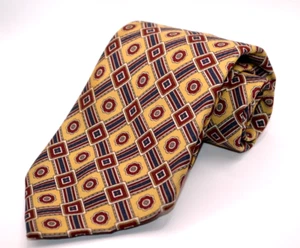 Burberry London Silk Necktie Tie Geometric Yellow Hand Sewn in USA - Picture 1 of 7