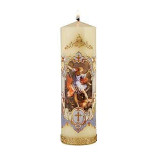 Saint Michael Vintage Like Image Devotional Candle 2.5 x 8 inches Pack of 2 - Picture 1 of 2