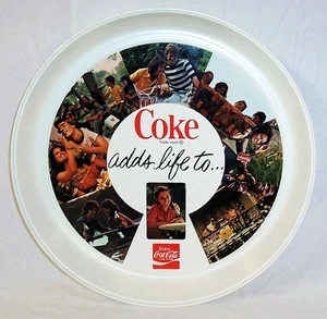 NEW 1970's COCA COLA PLASTIC ROUND TRAY COKE " ADDS LIFE TO... " NOS - Picture 1 of 6