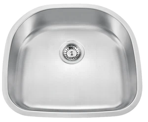 Stainless Steel Single Bowl D Shape Undermount Kitchen Sink 18 Gauge - Picture 1 of 2
