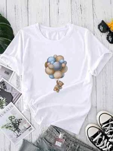 Women Cute Graphic Printing T-Shirt Fashion 90S Trend Women Harajuku Aesthetic W - Picture 1 of 3