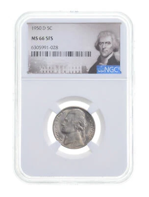 1950-D MS66 FS FULL STEPS Jefferson Nickel NGC Graded Special Label - Image 1 of 4