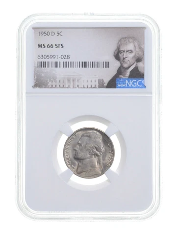 1950-D MS66 FS FULL STEPS Jefferson Nickel NGC Graded Special Label Cover
