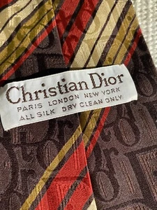 Vintage 1960 1970 Rare retro wide Christian Dior mens tie logo inwoven - Picture 1 of 8