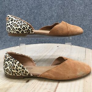 Toms Shoes Womens 11 Julie Leopard D Orsay Slip On 10015108 Brown Suede Casual