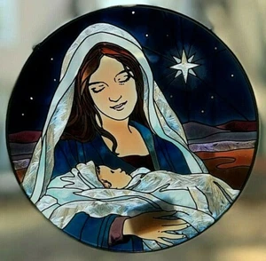Appendiabiti da finestra Joan Baker Art in vetro Notte Santa Gesù e Maria Natale - Foto 1 di 2