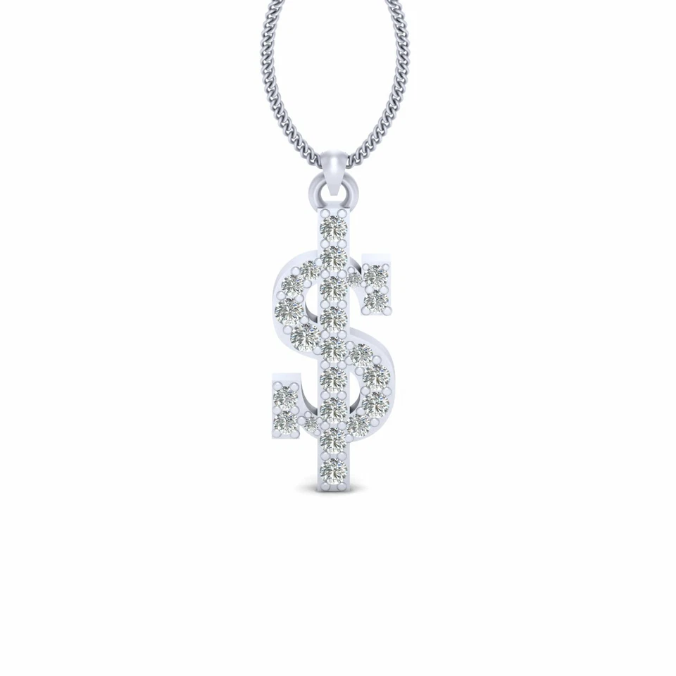 Dollar Pendant Locket Hip Hop Jewelry Silver US Dollar Symbol Simulated Diamond - Image 1 of 4
