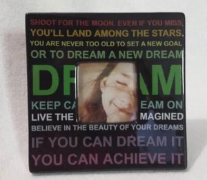 Inspirational Dream a Dream Ceramic Picture Frame Black Square Tile 2"x2" Photo - Picture 1 of 7