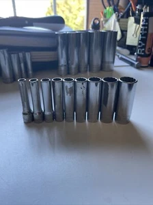 Snap On STMD 7/32"-9/16" USA 1/4" Drive 12 Point 9 Piece Deep Socket Set - Picture 1 of 21