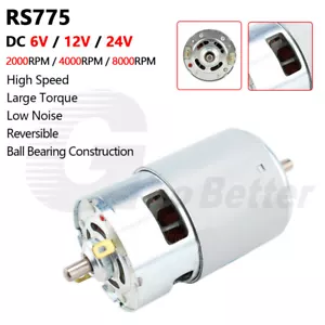 RS775 Micro Permanent Magnet Electric Motor DC 6V 12V 24V High Speed Reversible - Picture 1 of 10