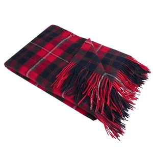 Organic Club Scottish Plaid 100% Wool Throw Wrap Premium Quality Blanket Red - Picture 1 of 6