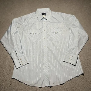 Vtg Wrangler Shirt Mens XL Western Blue Long Sleeve Snap Button Cowboy 90s - Picture 1 of 8