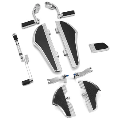 Chrome Floorboards with Shifter Lever for Harley Touring/Softail Fat Boy Foto 1 de 4