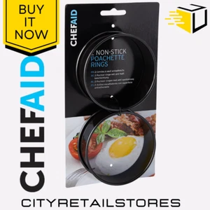 Chef Aid 2 Non-Stick Metal Egg Poachette Rings Fry Pan Pancake Mould Cooking - Picture 1 of 5