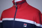 FILA Twin Tipped Taped Track Jacket - M/L - Red/Navy/White - 80s Mod Casuals Top