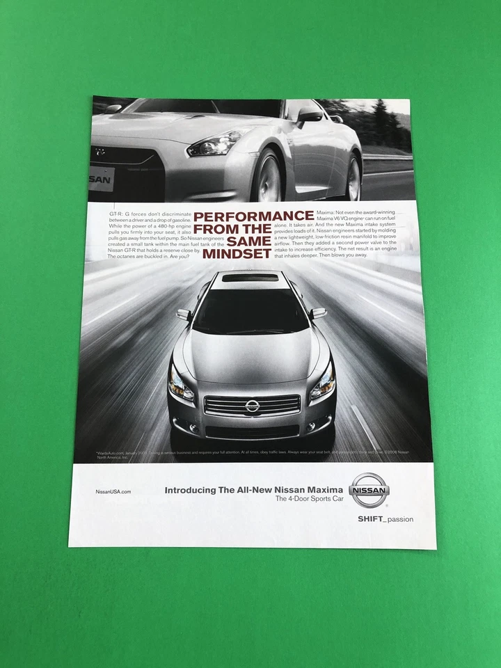2008 2009 NISSAN GTR GT-R MAXIMA ORIGINAL PRINT AD ADVERTISEMENT PRINTED - Image 1 of 1