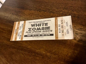 White Zombie/Filter Ticket Stub 2/23/1996 Lubbock Texas - Picture 1 of 2