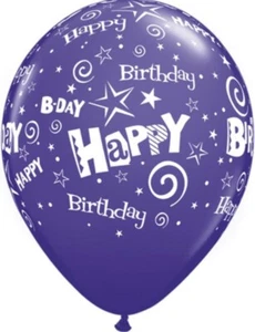 50 Birthday Stars & Swirls 11” Fashion Purple Violet Balloons Qualatex - Picture 1 of 3