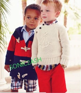 NWT Janie & Jack HIGH SEAS STYLE Anchor Icon Sweater 12 18 M Knit Cotton Cream - Picture 1 of 2